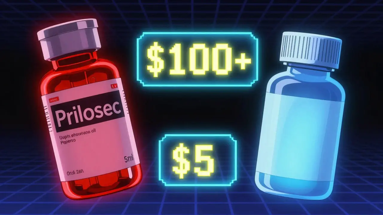 Comparison of expensive brand vs cheap generic medicine bottles