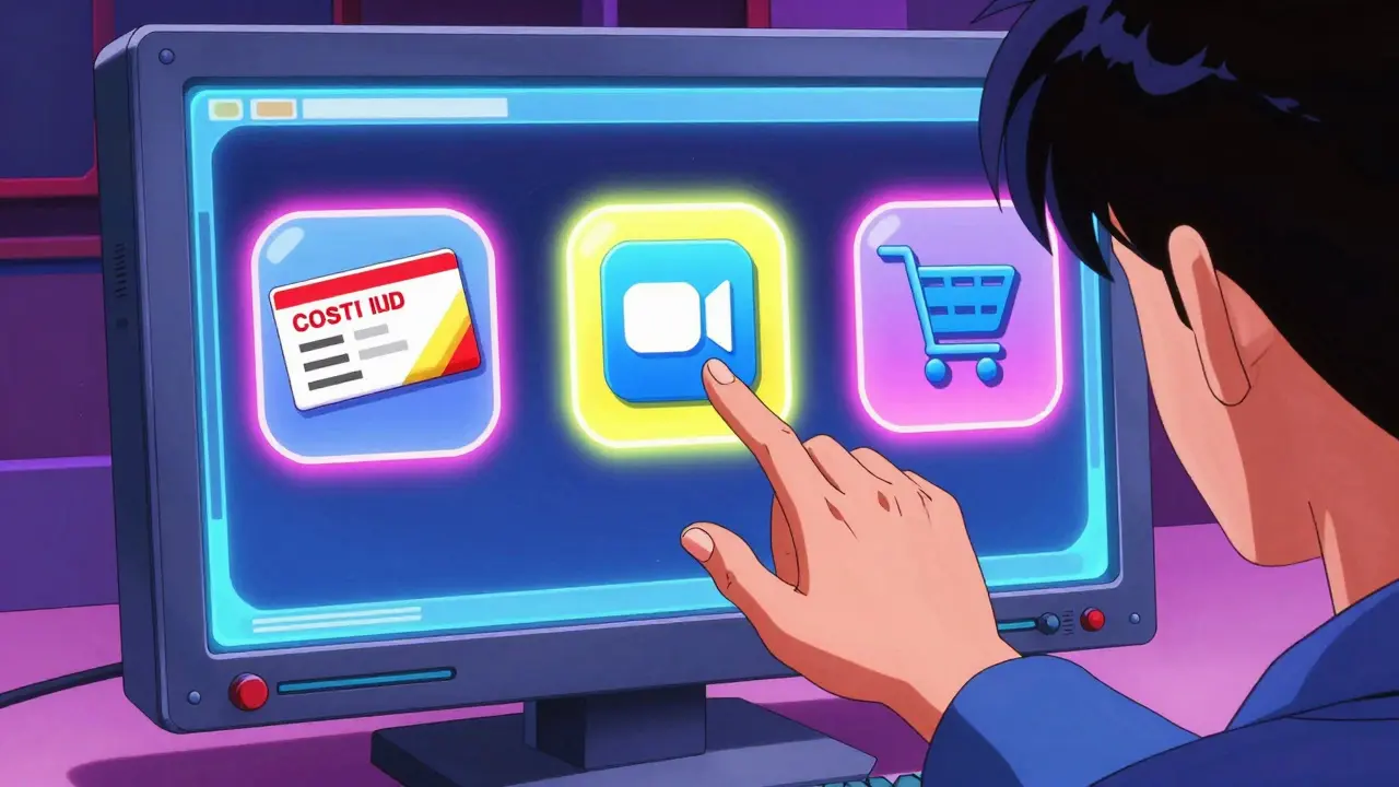 Digital interface comparing costs of different online pharmacy services